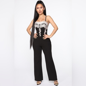 So Much Detail‎ Wide Leg Jumpsuit - Black/Taupe